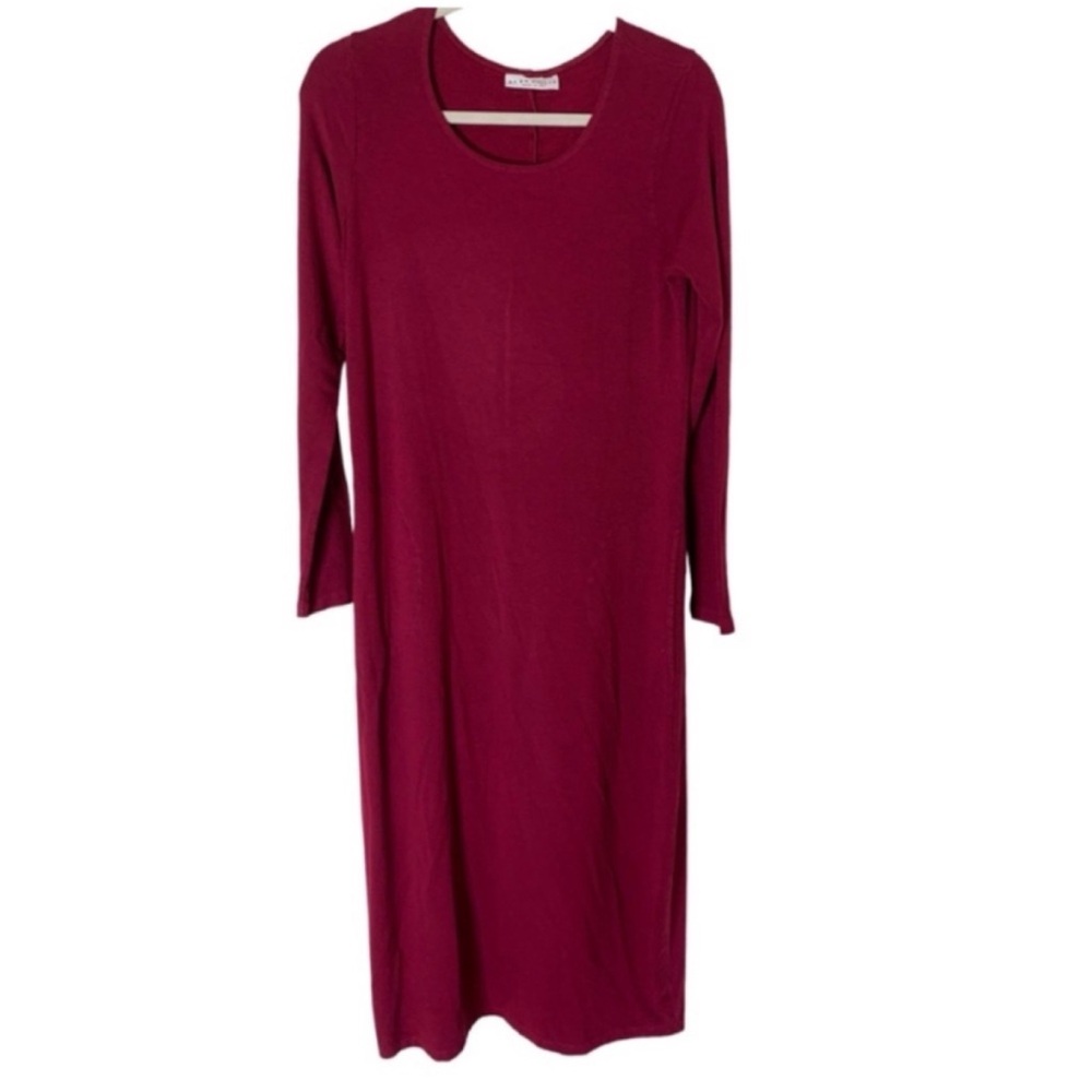 Bryn Walker XS Cranberry Lagenlook Long Sleeve Cozy Casual Midi Dress